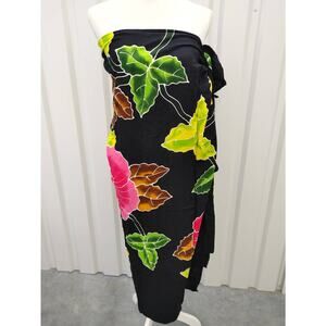 Peace Island Sarong Wrap Floral Hawaiian Swimsuit Cover One Size Multicolor